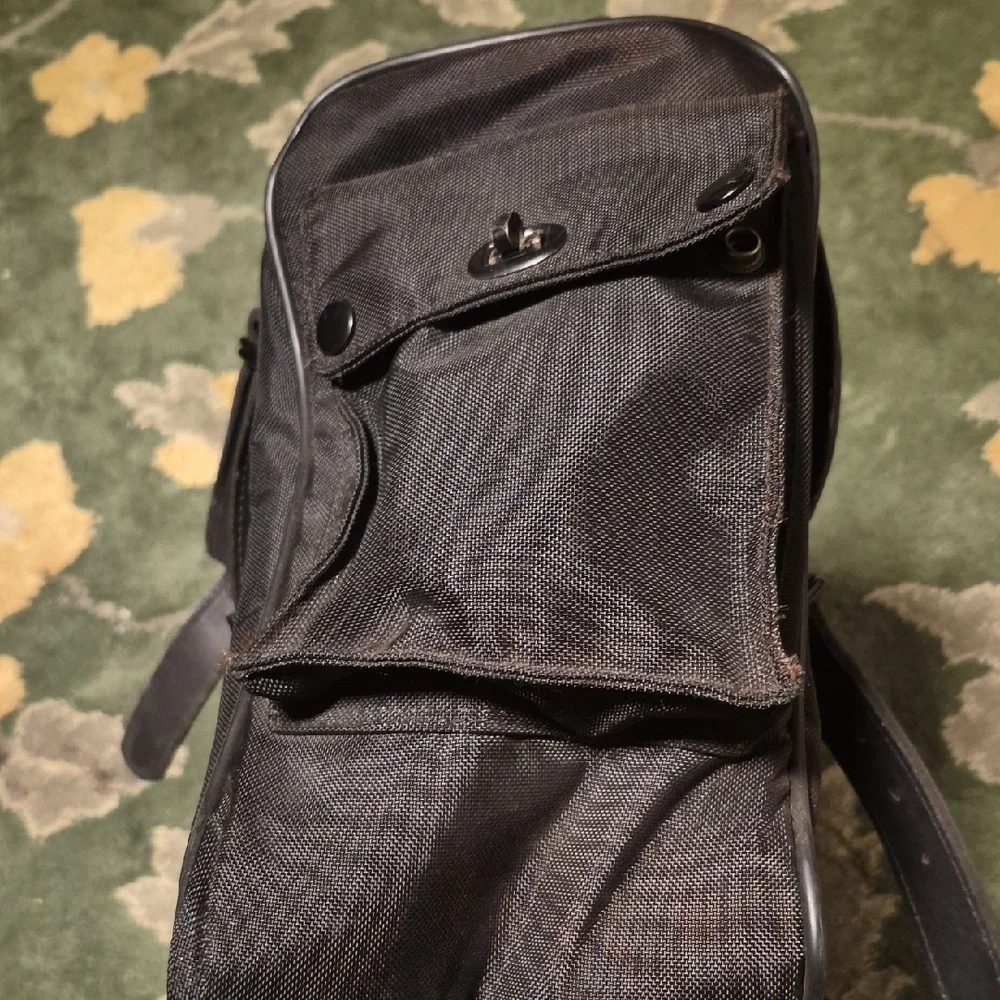 Harley-Davidson Black Canvas Messenger Bag with Leather Straps